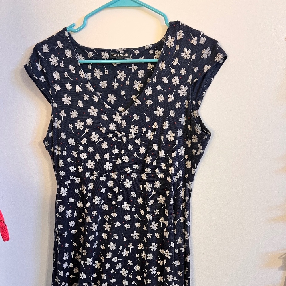 Toad & Co Rosemarie Dress in true navy tossed floral